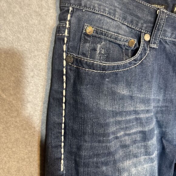 Helix Jeans‎ Mens 32x32 Blue Straight Embroidered Arrow Pockets 100% Cotton Y2K - Picture 2 of 12